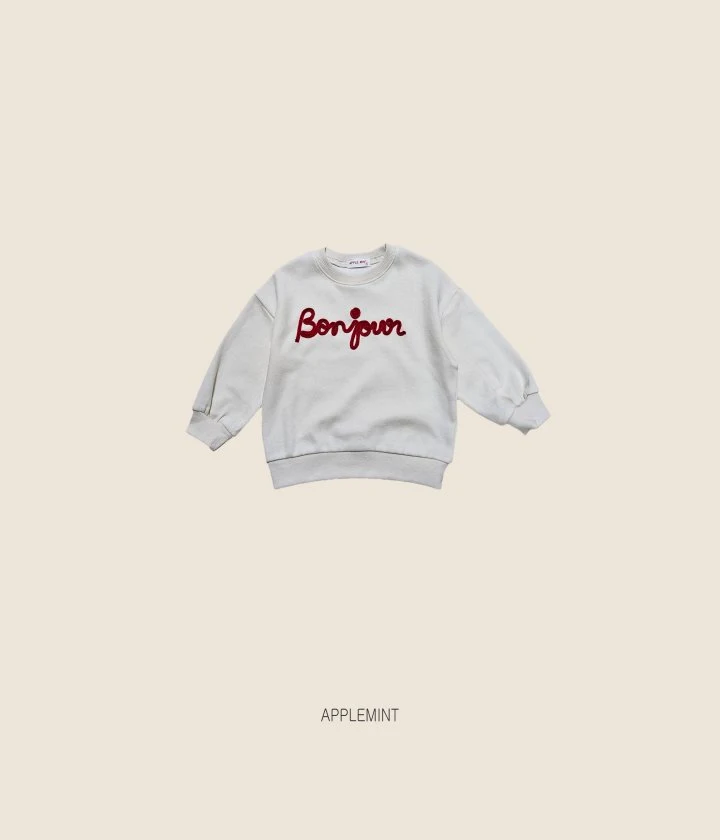 Applemint - Korean Children Fashion - #kidzfashiontrend - Bonjour Handle Embroidered Sweatshirt - 7