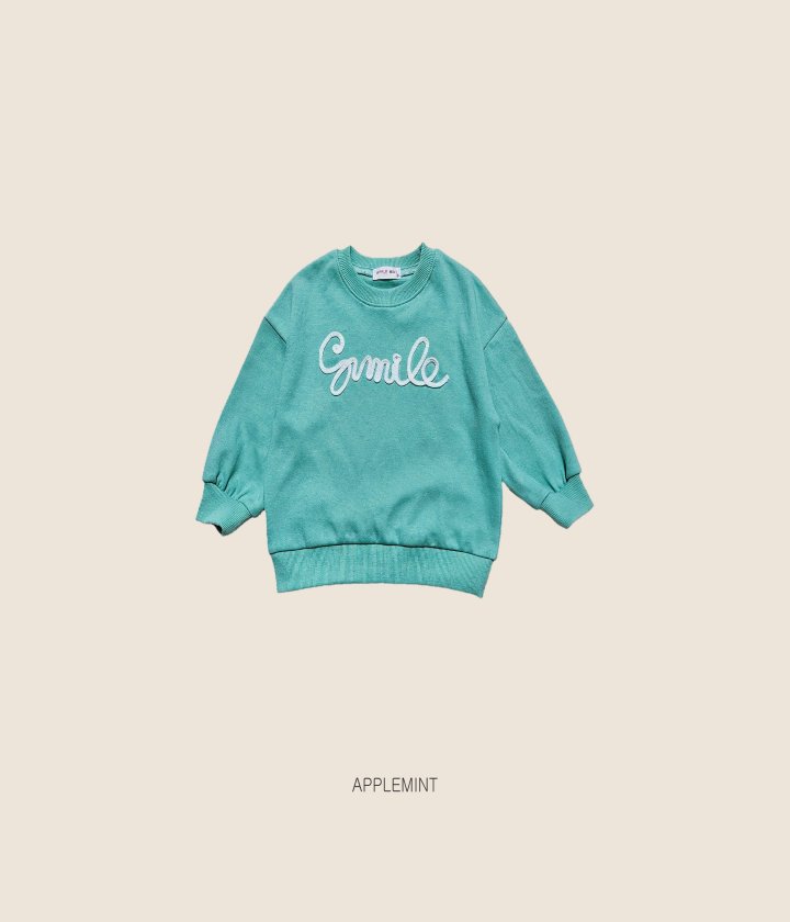 Applemint - Korean Children Fashion - #littlefashionista - Smile Handle Embroidered Sweatshirt - 10
