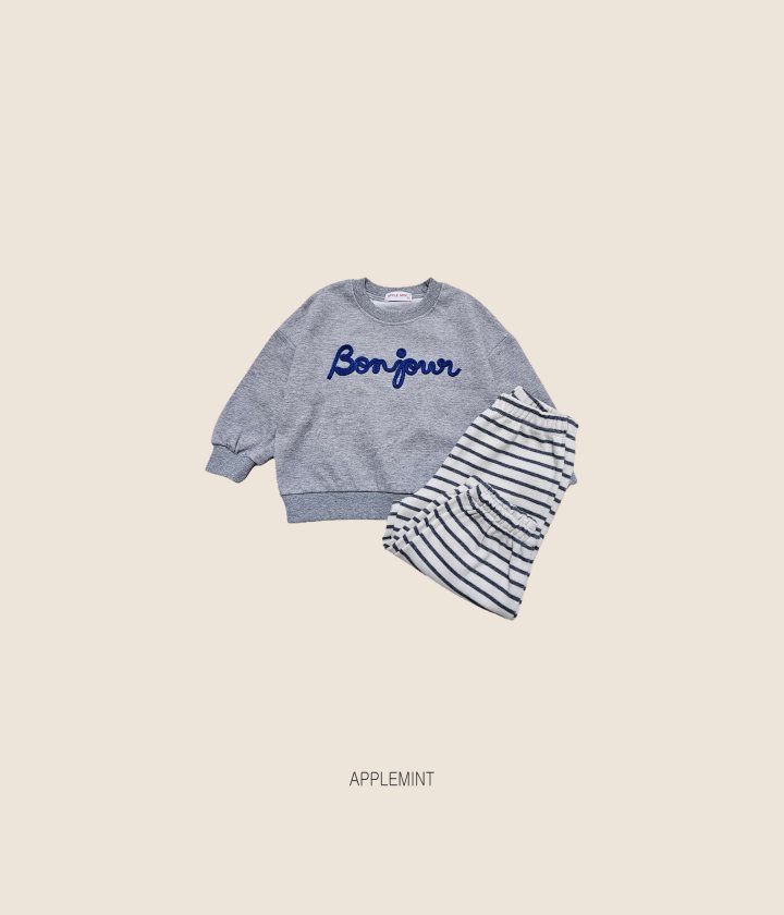 Applemint - Korean Children Fashion - #littlefashionista - Bonjour Handle Embroidered Sweatshirt - 9
