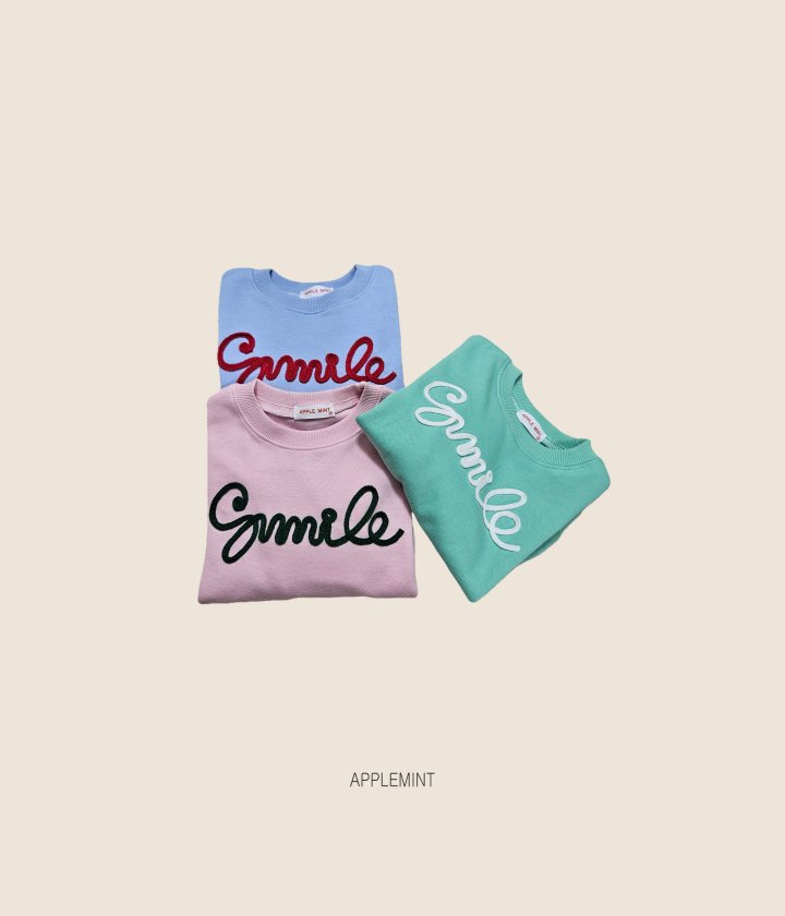 Applemint - Korean Children Fashion - #minifashionista - Smile Handle Embroidered Sweatshirt - 12