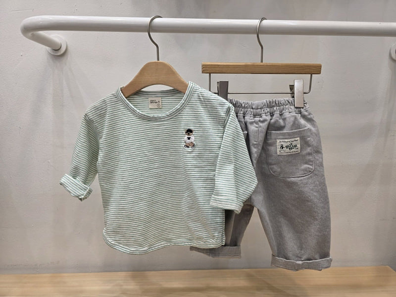 Atree - Korean Baby Fashion - #babyclothing - Bear Striped Tee - 8