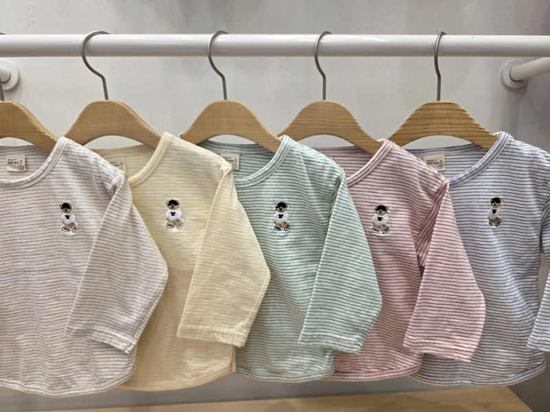 Atree - Korean Baby Fashion - #babywear - Bear Striped Tee - 2