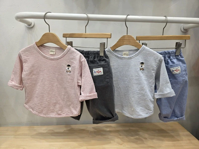 Atree - Korean Baby Fashion - #smilingbaby - Bear Striped Tee - 5