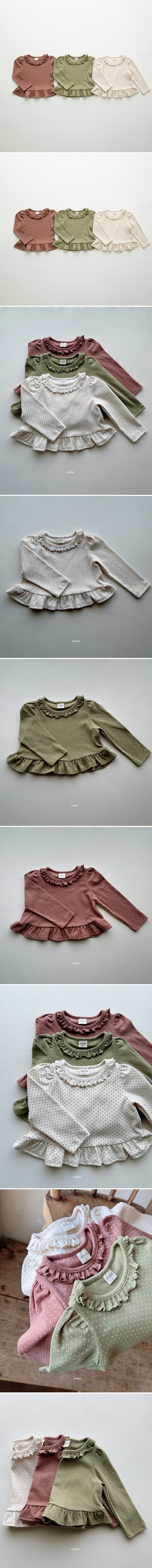 Azalea - Korean Children Fashion - #todddlerfashion - Petit Dot Frill Tee - 2