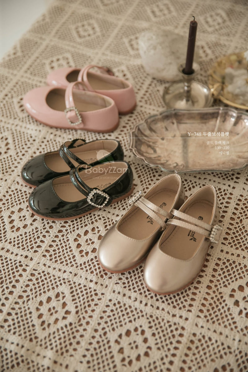 Babyzzam - Korean Children Fashion - #Kfashion4kids - Double Line Jewel Flat - 3