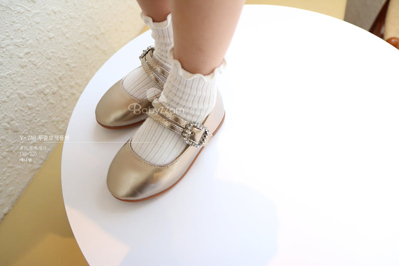 Babyzzam - Korean Children Fashion - #discoveringself - Double Line Jewel Flat - 12