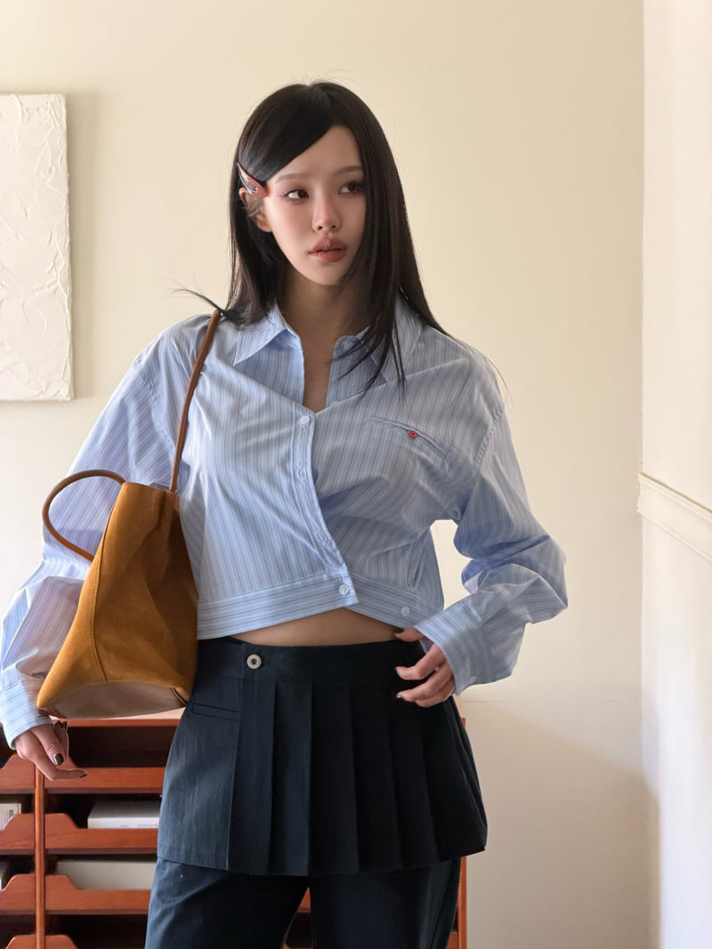 Baguette - Korean Women Fashion - #momslook - Lutern Crop Shirt - 10