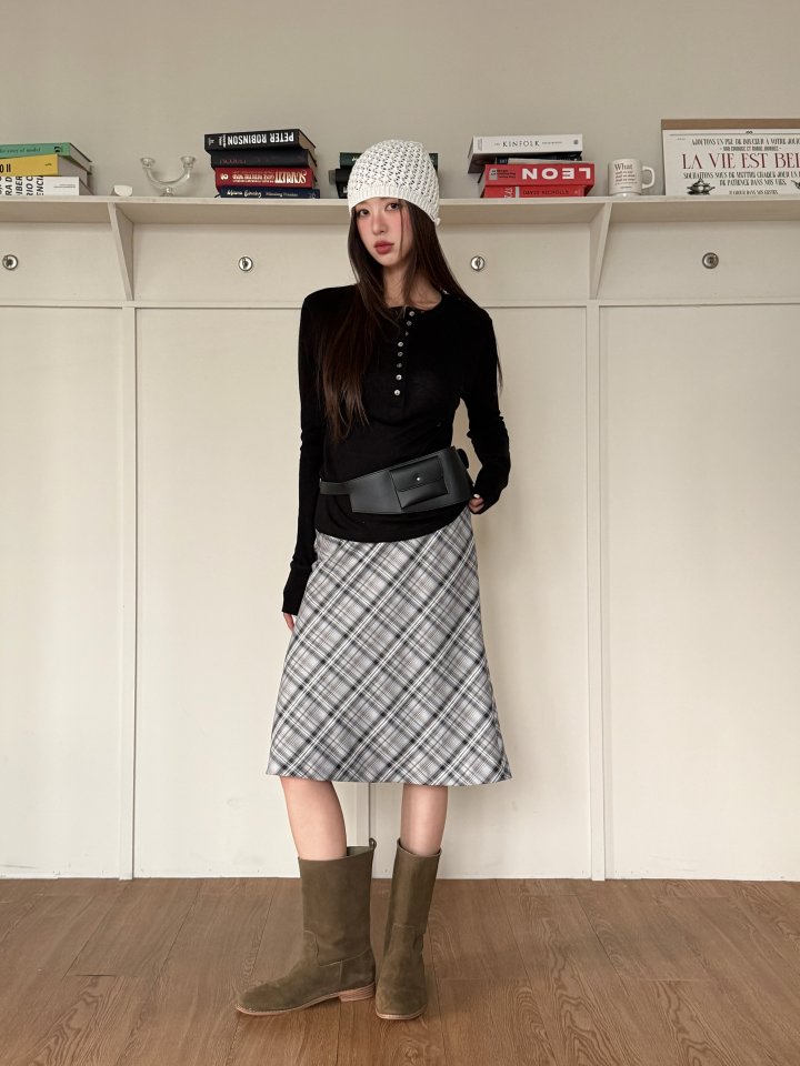 Baguette - Korean Women Fashion - #momslook - Hash Check Skirt - 12