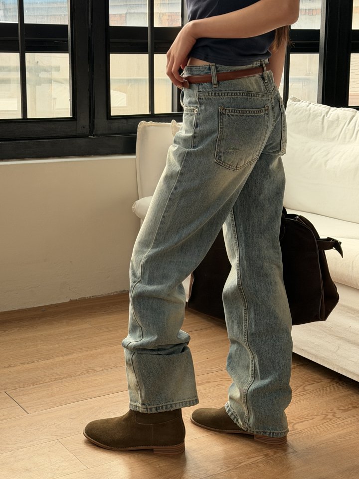 Baguette - Korean Women Fashion - #pursuepretty - Label Straight Denim Pants - 8