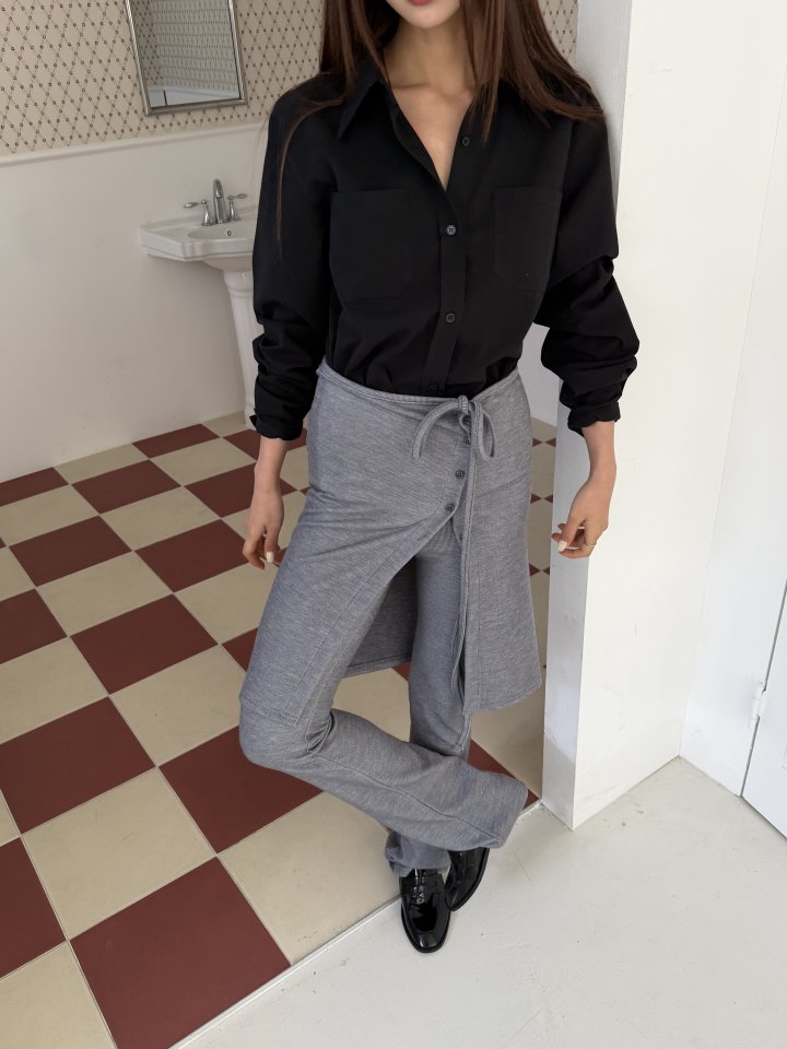 Baguette - Korean Women Fashion - #romanticstyle - Wrap Bootcut Pants - 4