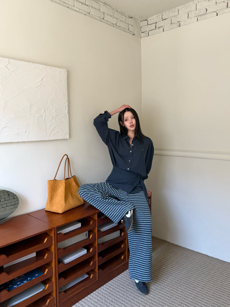Baguette - Korean Women Fashion - #vintageinspired - Stripe Jogger Pants - 10