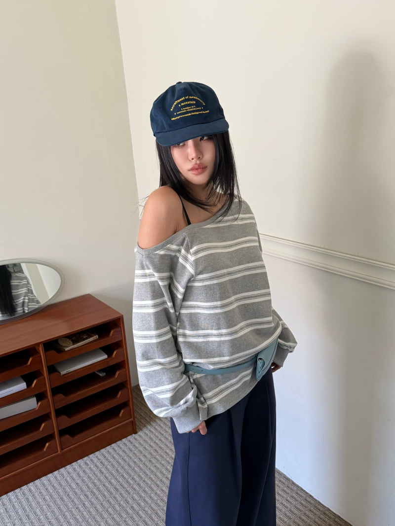 Baguette - Korean Women Fashion - #vintageinspired - Off-Shoulder Sweatshirt - 7