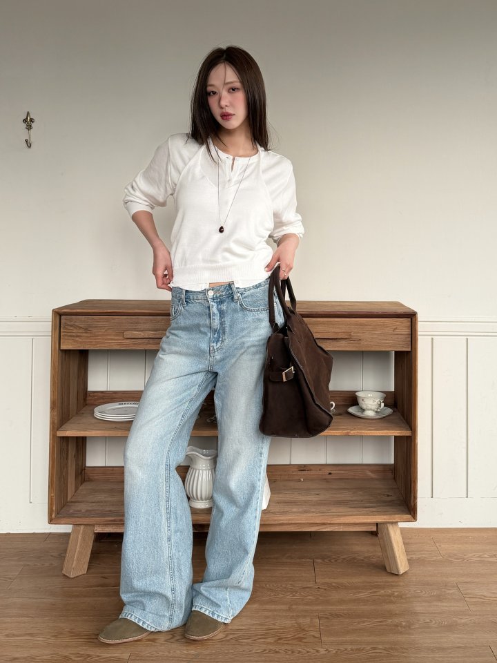Baguette - Korean Women Fashion - #vintageinspired - Halter Knit Cardigan Set - 3
