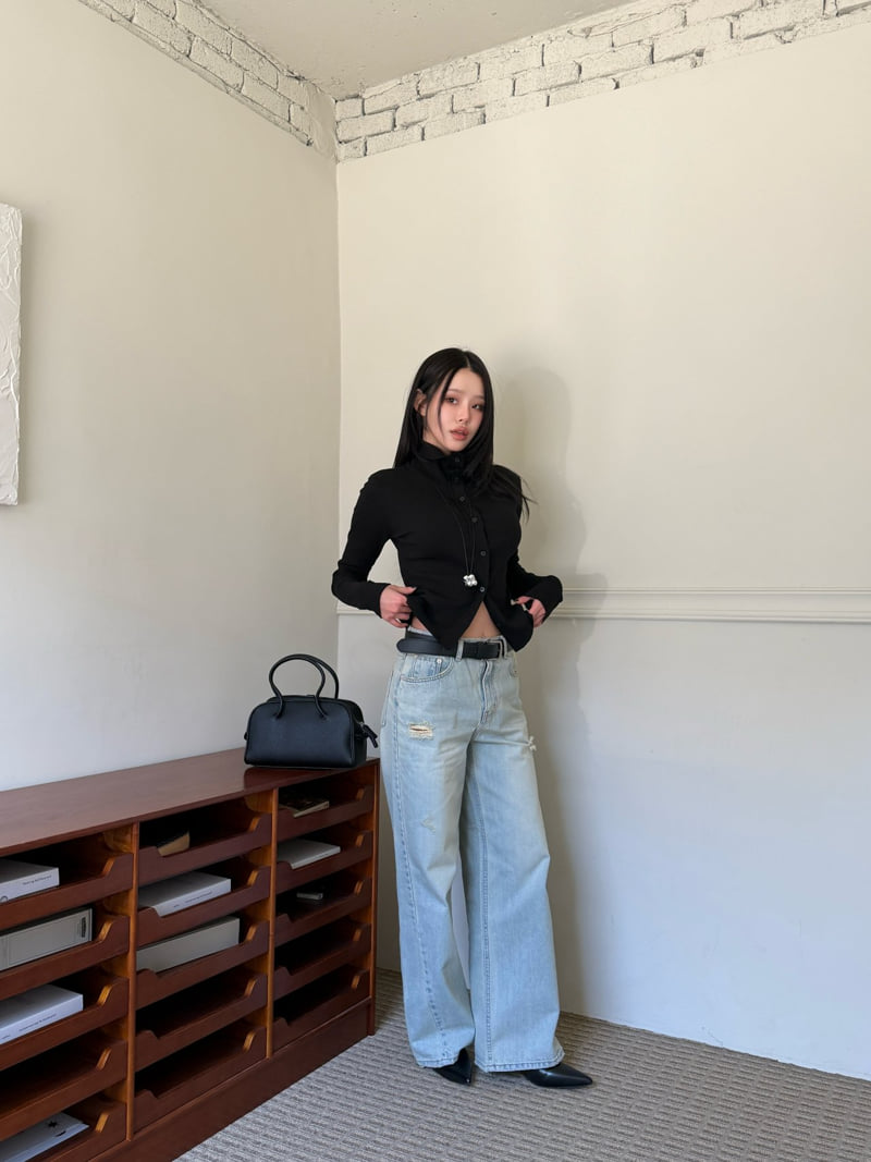 Baguette - Korean Women Fashion - #womensfashion - Vintage Engine Light Wash Denim - 10