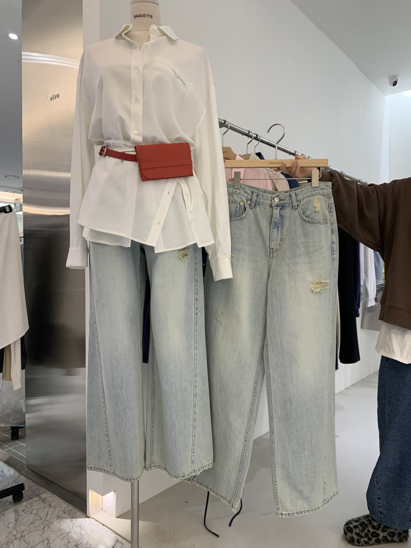Baguette - Korean Women Fashion - #womensfashion - Vintage Engine Light Wash Denim - 12