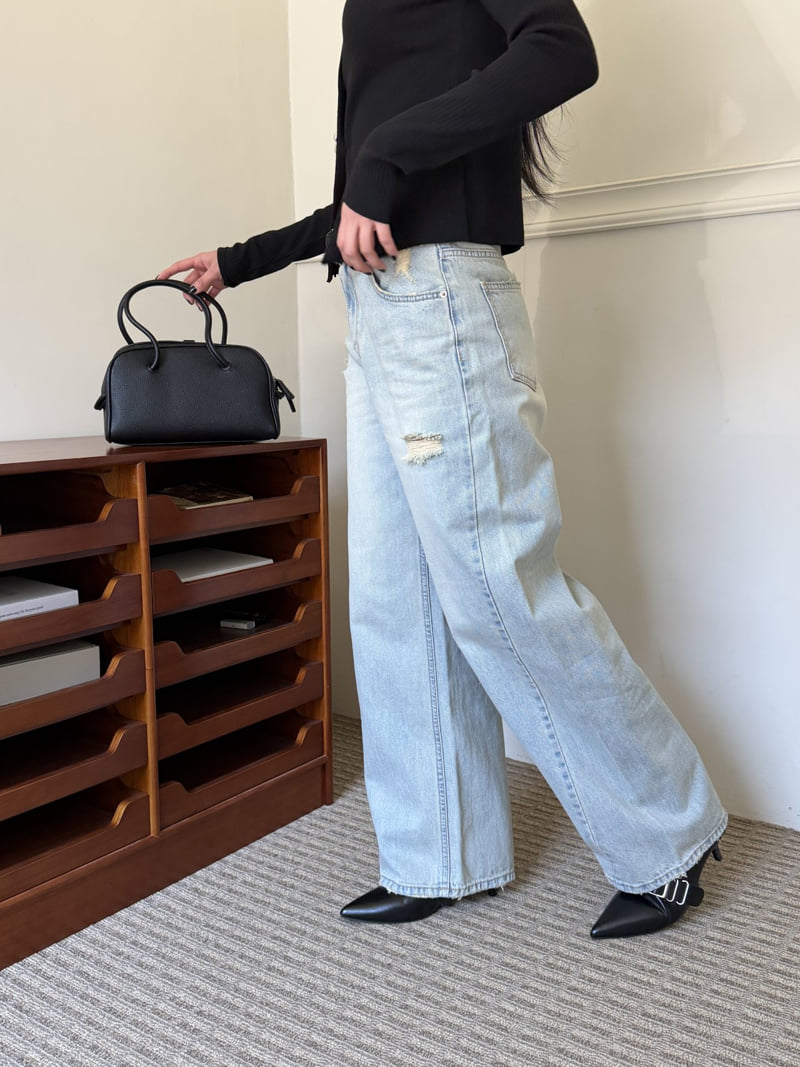 Baguette - Korean Women Fashion - #momslook - Vintage Engine Light Wash Denim - 4