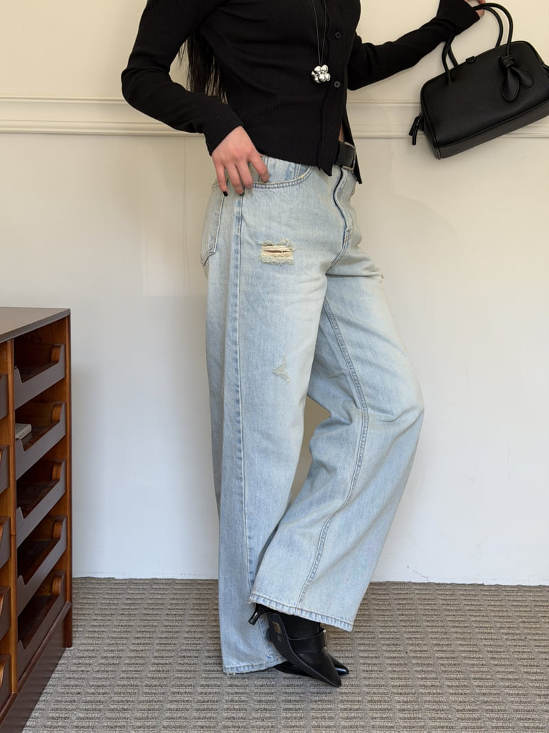 Baguette - Korean Women Fashion - #womensfashion - Vintage Engine Light Wash Denim - 6