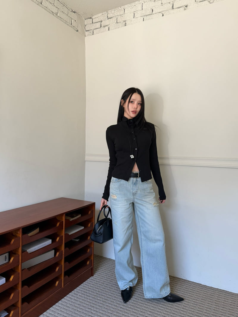Baguette - Korean Women Fashion - #womensfashion - Vintage Engine Light Wash Denim - 8