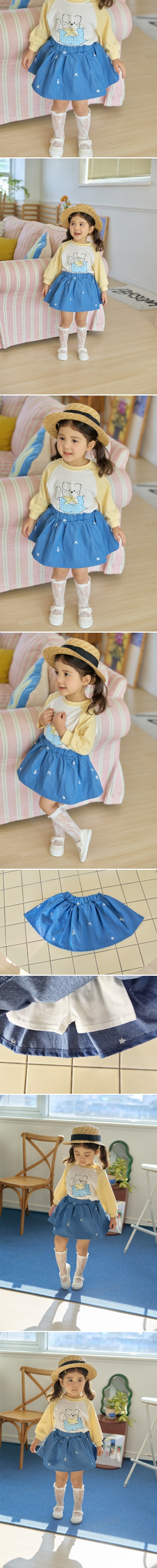 Bbb - Korean Children Fashion - #childrensboutique - Embroidered Denim Skirt