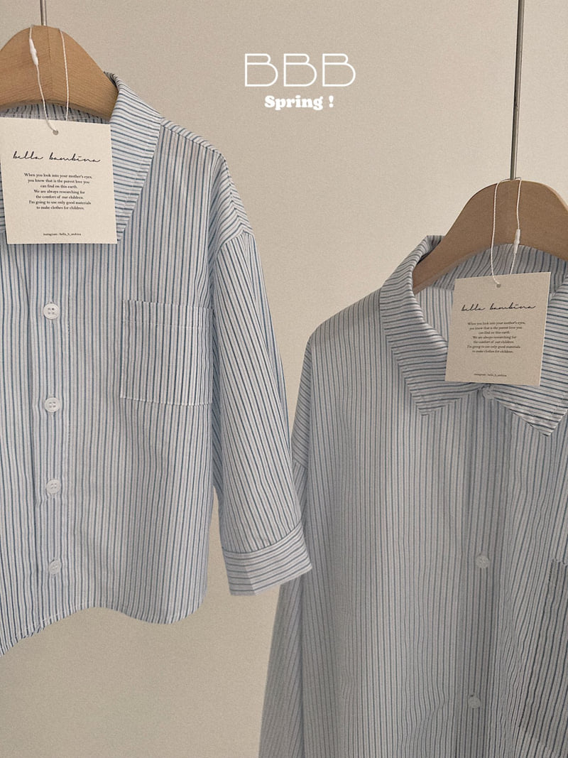 Bella Bambina - Korean Women Fashion - #romanticstyle - Moist Stripe Shirt (Adult) - 7