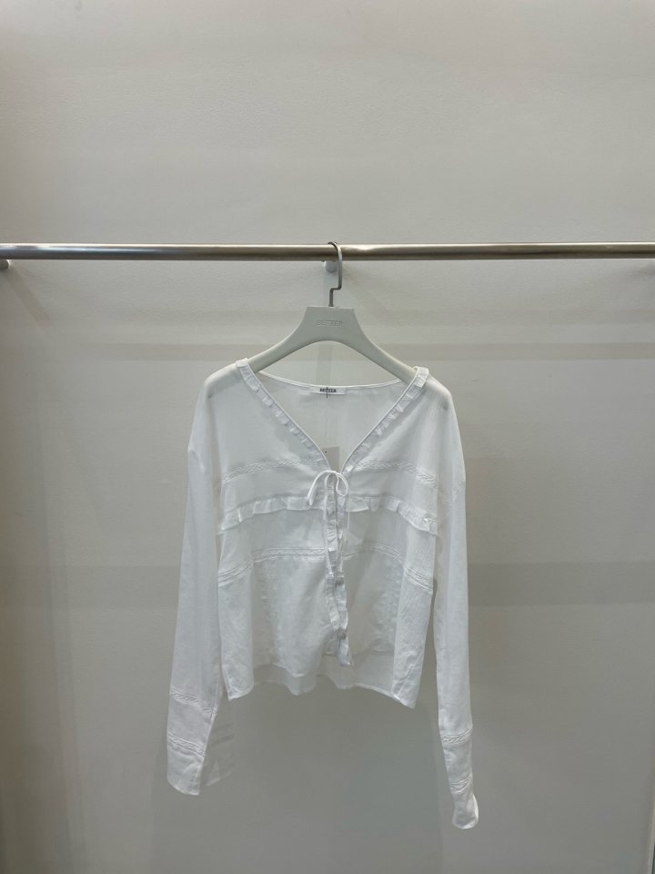 Better - Korean Women Fashion - #vintageinspired - Lovely Ribbon Blouse - 2