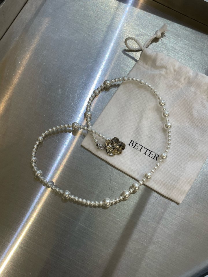 Better - Korean Women Fashion - #vintagekidsstyle - Rose Pearl Necklace - 2