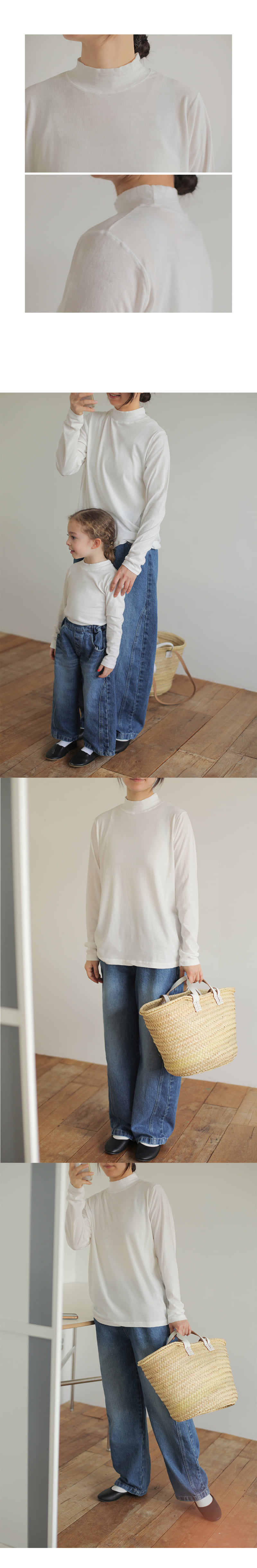 Bien A Bien - Korean Women Fashion - #momslook - Resen Mock Neck Tee (Adult) - 3