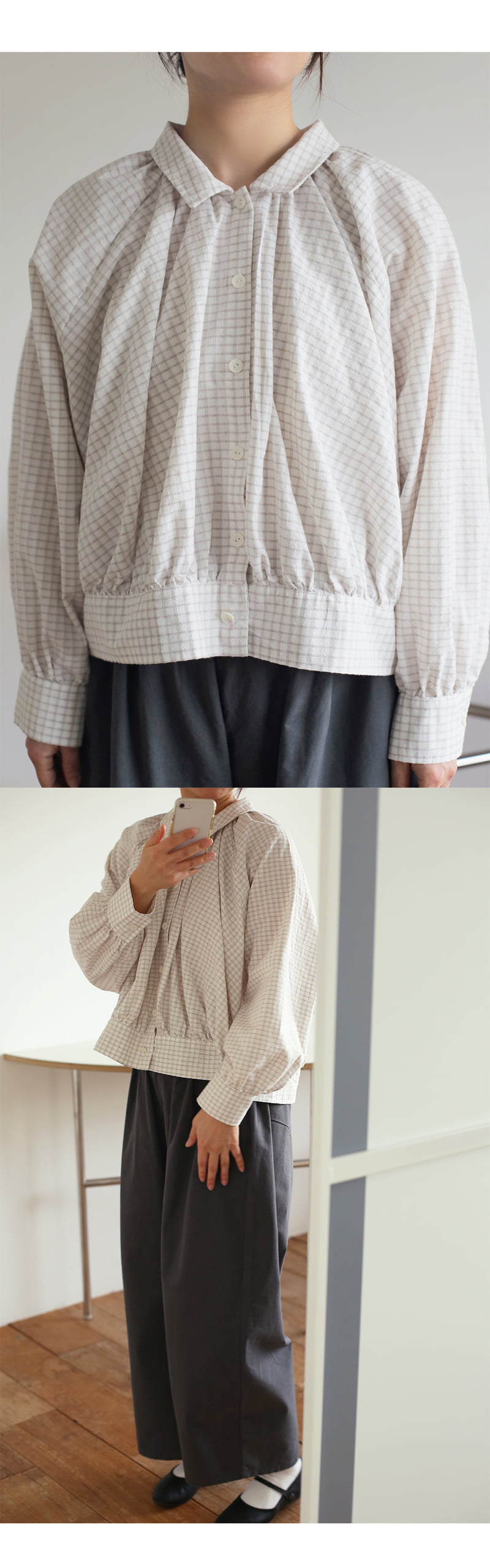 Bien A Bien - Korean Women Fashion - #womensfashion - Adult Biela Shirring Shirt - 3