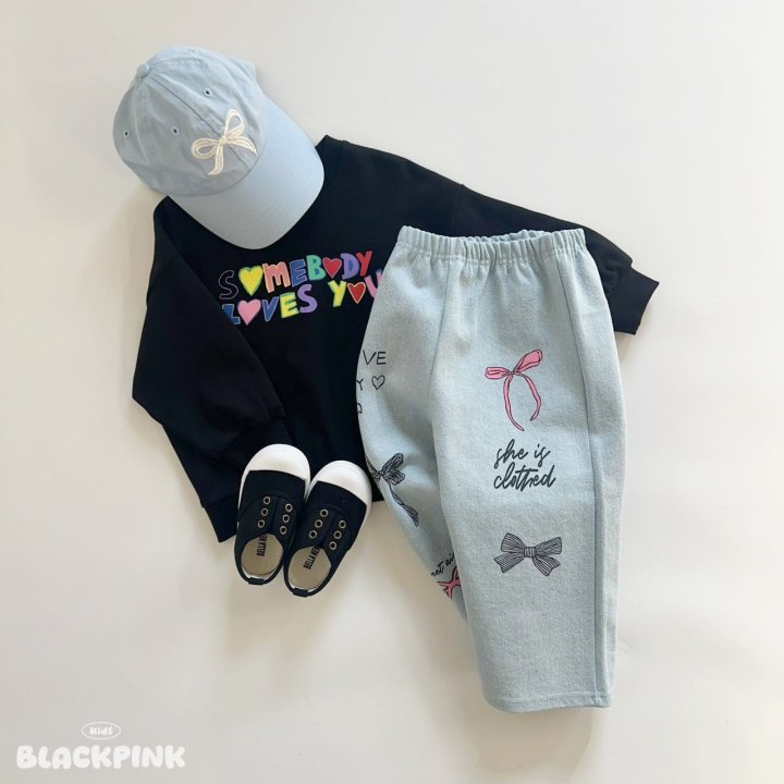 Black Pink - Korean Children Fashion - #Kfashion4kids - Ribbon Denim Pants - 9
