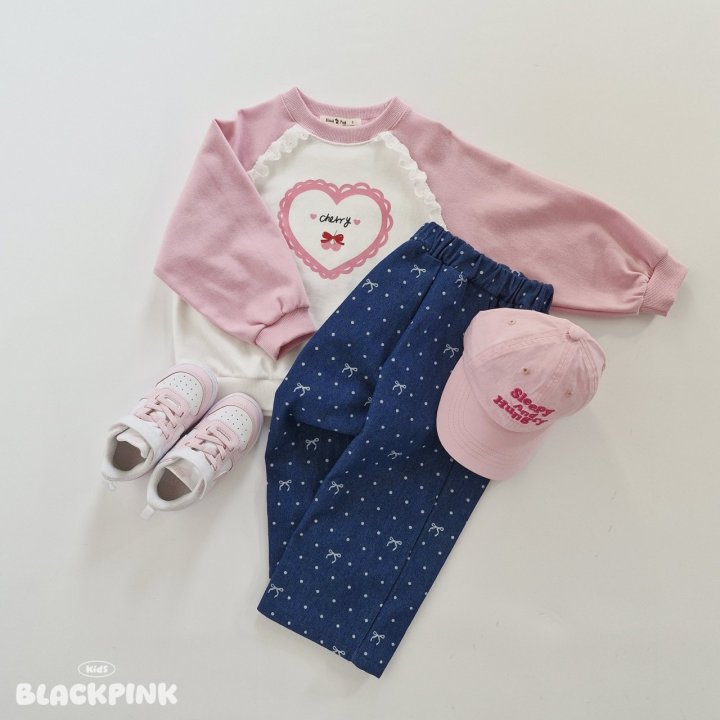 Black Pink - Korean Children Fashion - #childofig - Dot Ribbon Jeans - 7