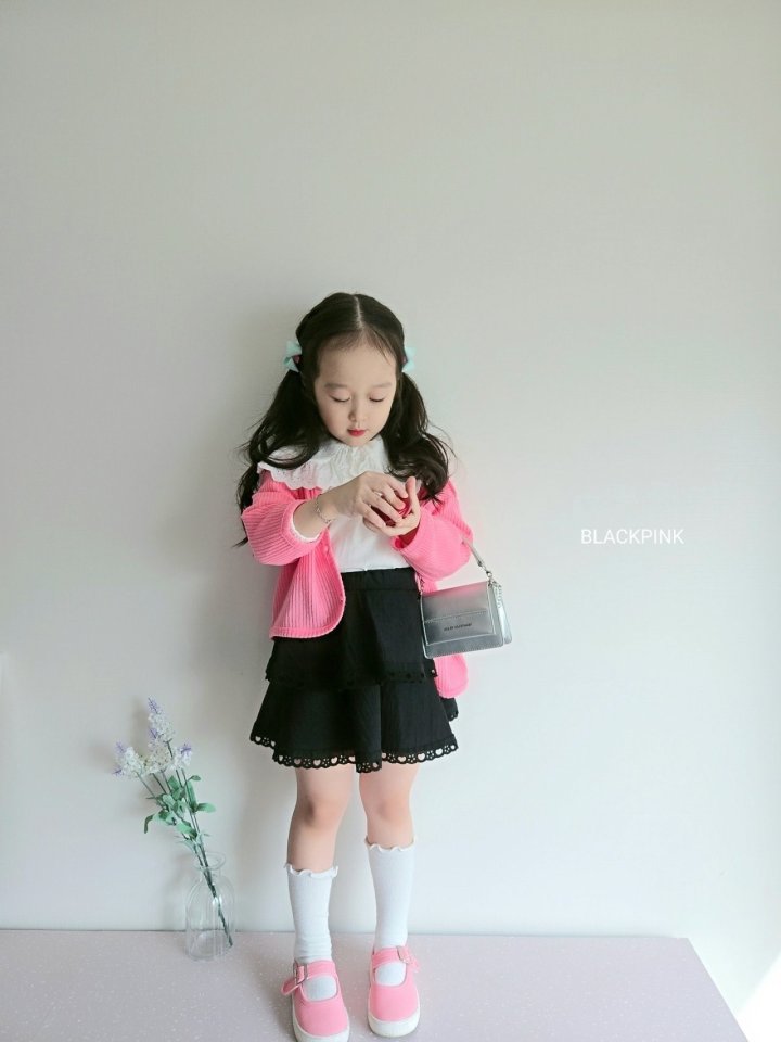 Black Pink - Korean Children Fashion - #stylishchildhood - Heart Lace Skirt - 4