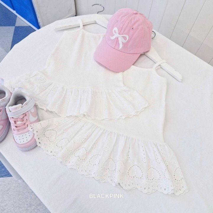Black Pink - Korean Children Fashion - #childofig - Layered Lace Sleeveless Tee