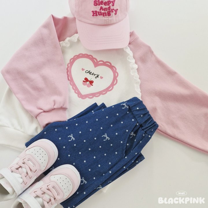 Black Pink - Korean Children Fashion - #childrensboutique - Dot Ribbon Jeans - 8