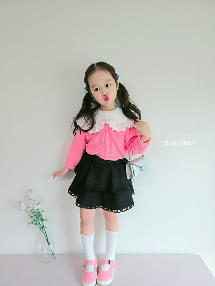 Black Pink - Korean Children Fashion - #childrensboutique - Heart Lace Skirt - 5