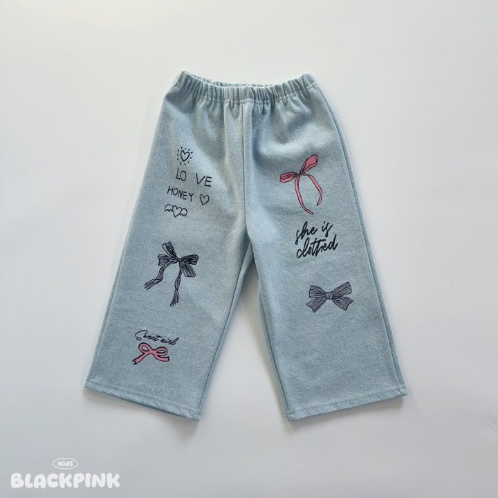 Black Pink - Korean Children Fashion - #designkidswear - Ribbon Denim Pants - 3