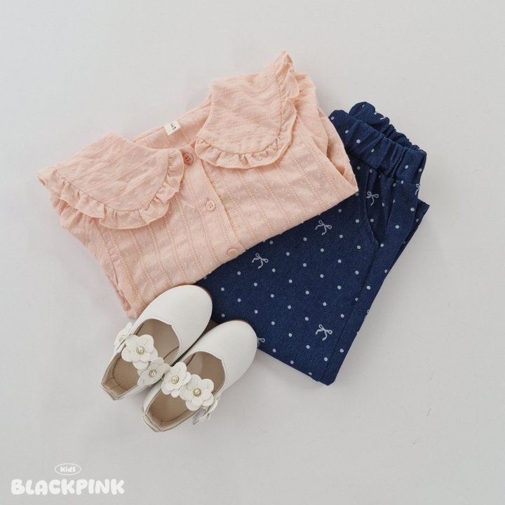 Black Pink - Korean Children Fashion - #discoveringself - Dot Ribbon Jeans - 10