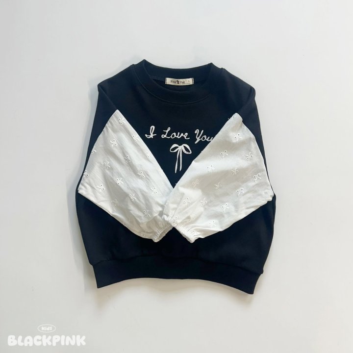 Black Pink - Korean Children Fashion - #discoveringself - Embroidered Ribbon Sweatshirt - 6