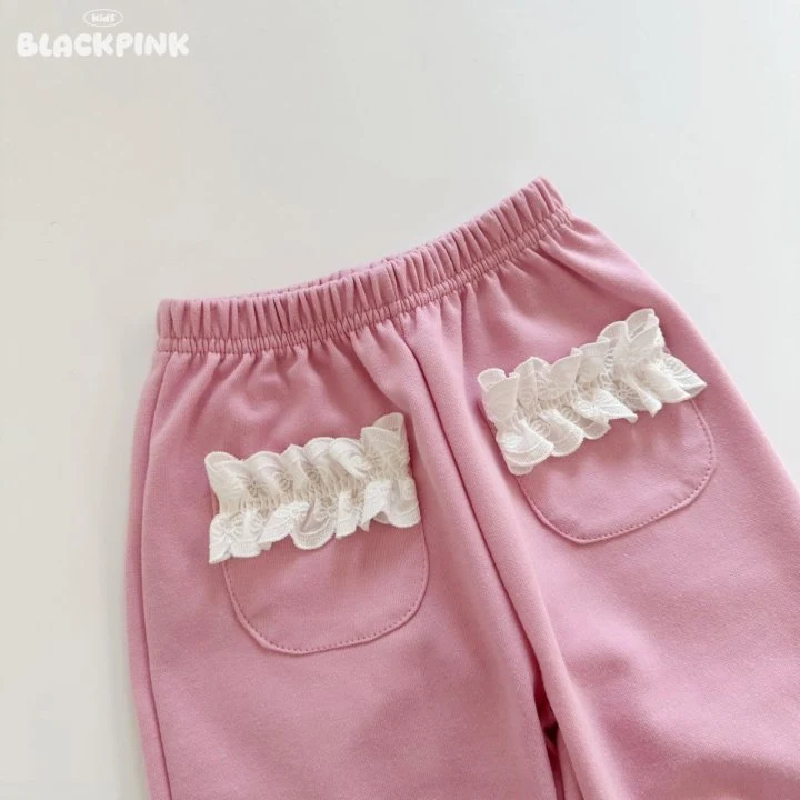 Black Pink - Korean Children Fashion - #designkidswear - Pocket Lace Jogger Pants - 4