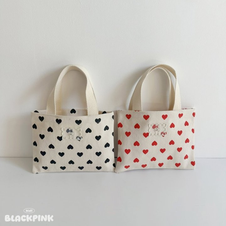Black Pink - Korean Children Fashion - #discoveringself - Heart Mini Eco Bag - 2