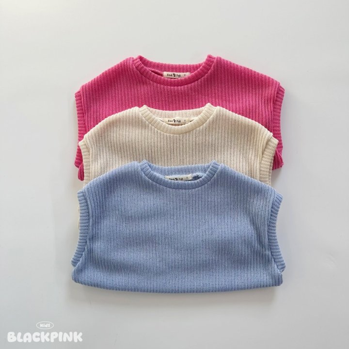 Black Pink - Korean Children Fashion - #discoveringself - Cookie Knit Vest - 2