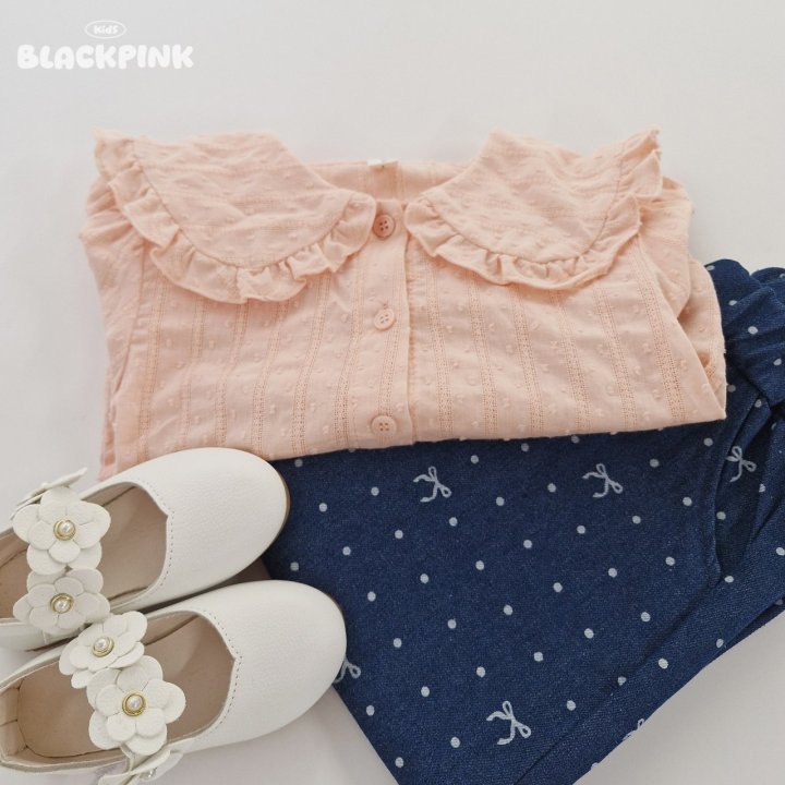 Black Pink - Korean Children Fashion - #fashionkids - Dot Ribbon Jeans - 11