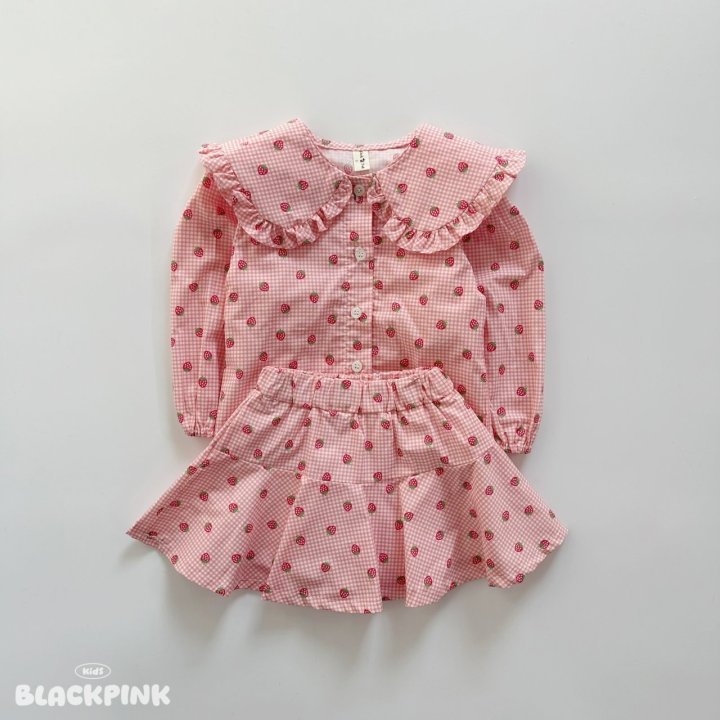 Black Pink - Korean Children Fashion - #fashionkids - Strawberry Jam Set-Up - 6
