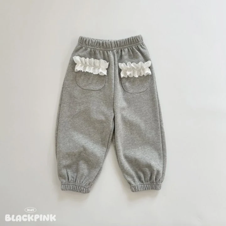 Black Pink - Korean Children Fashion - #fashionkids - Pocket Lace Jogger Pants - 5