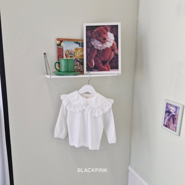 Black Pink - Korean Children Fashion - #fashionkids - Spring Big Collar Tee - 3