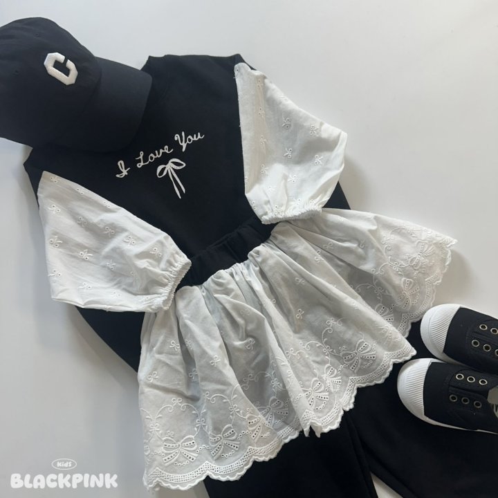 Black Pink - Korean Children Fashion - #kidsshorts - Embroidered Ribbon Sweatshirt - 8