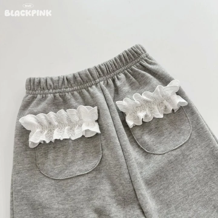 Black Pink - Korean Children Fashion - #kidsshorts - Pocket Lace Jogger Pants - 6