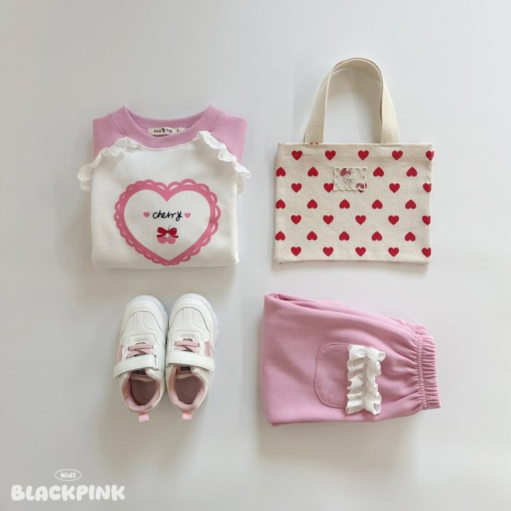 Black Pink - Korean Children Fashion - #kidsshorts - Cherry Lace Sweatshirt - 5