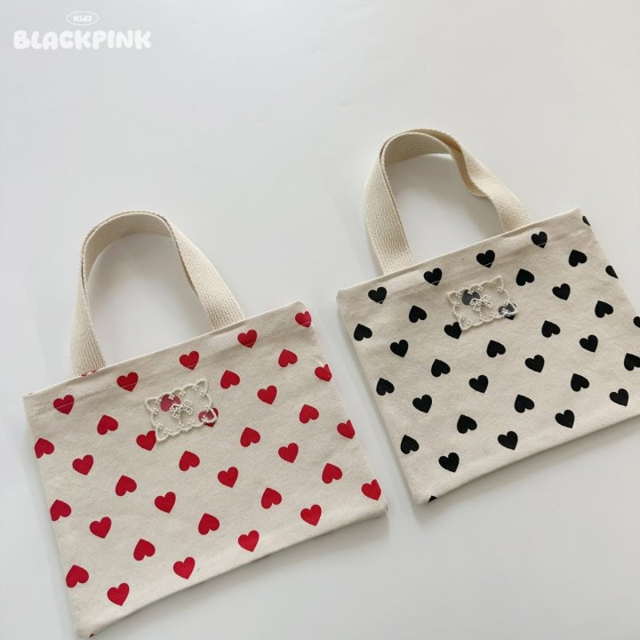 Black Pink - Korean Children Fashion - #kidsstore - Heart Mini Eco Bag - 5