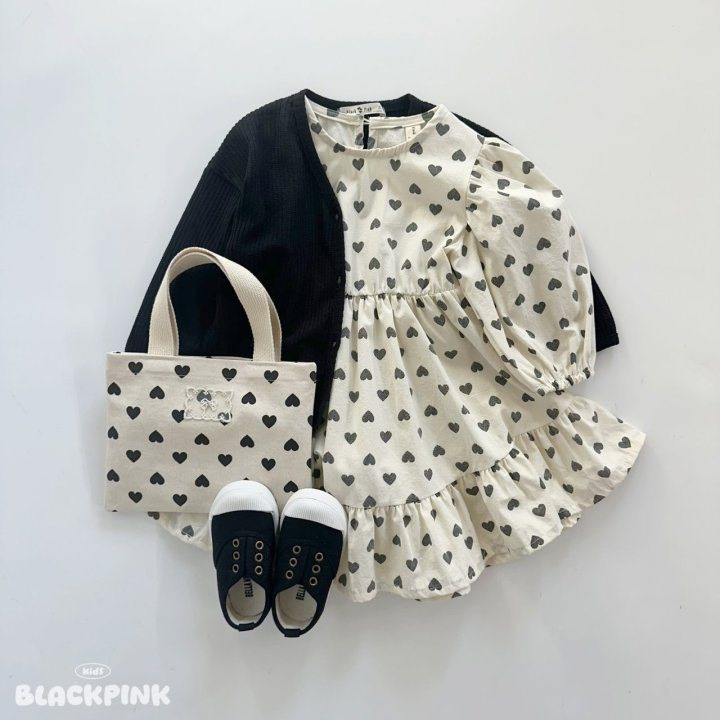 Black Pink - Korean Children Fashion - #kidsshorts - Heart One-piece - 4