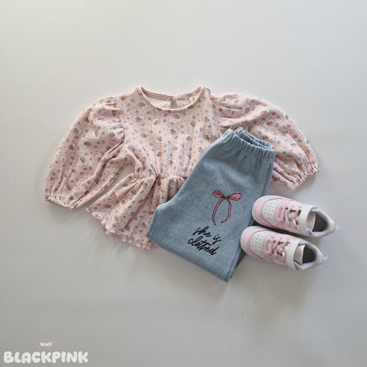 Black Pink - Korean Children Fashion - #kidsstore - Eyelet Puff Blouse - 8